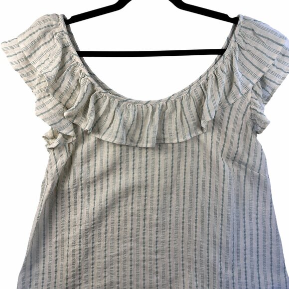 Madison & Berkeley Women's Ruffle Stripe Top Sz M Boho Off Shoulder Flowy Blouse - Picture 7 of 10